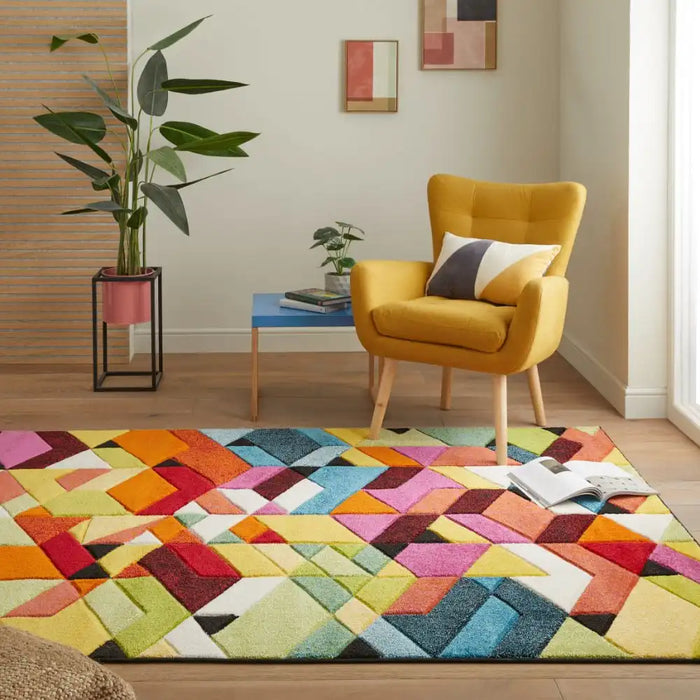 Concept Looms viva viv101 Multicoloured Living Room Geometric Rug.