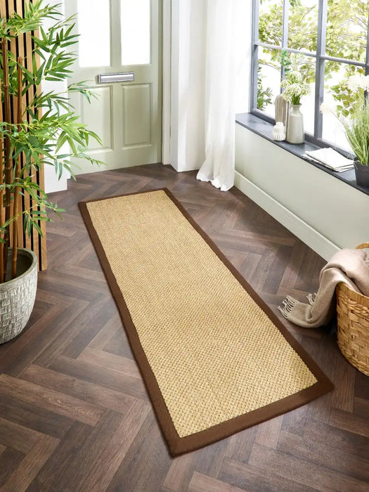 Origins origins sisal warm natural with dark brown border Beige Living Room Natural Fibre Rug.