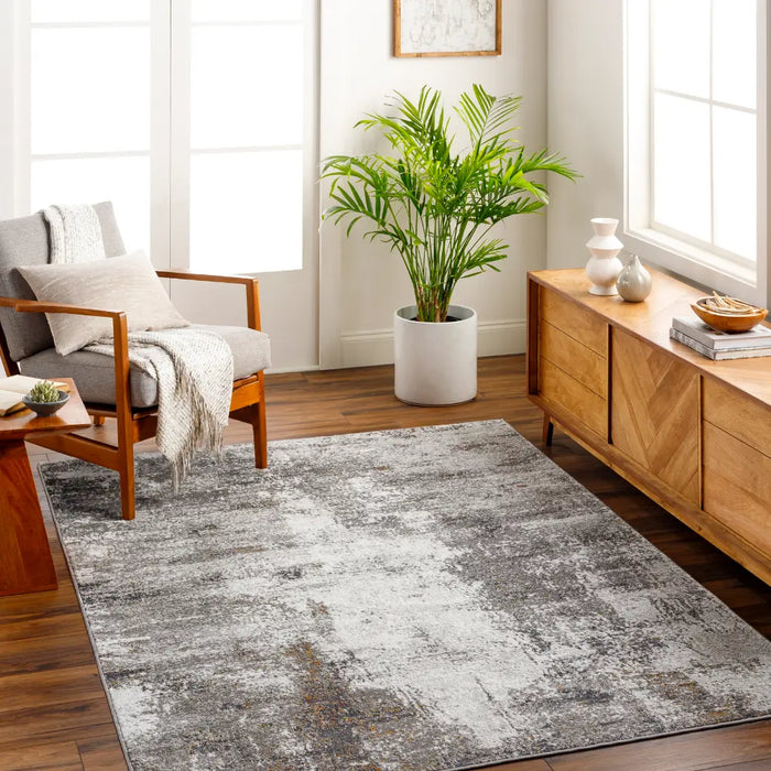 MAYLENE Abstract Modern Marble Charcoal Rug