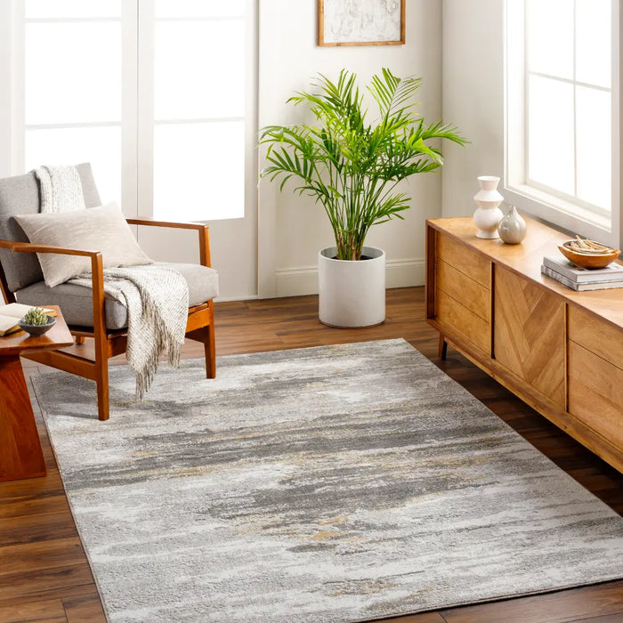 HILA Abstract Modern Marble Charcoal/Off-White Rug