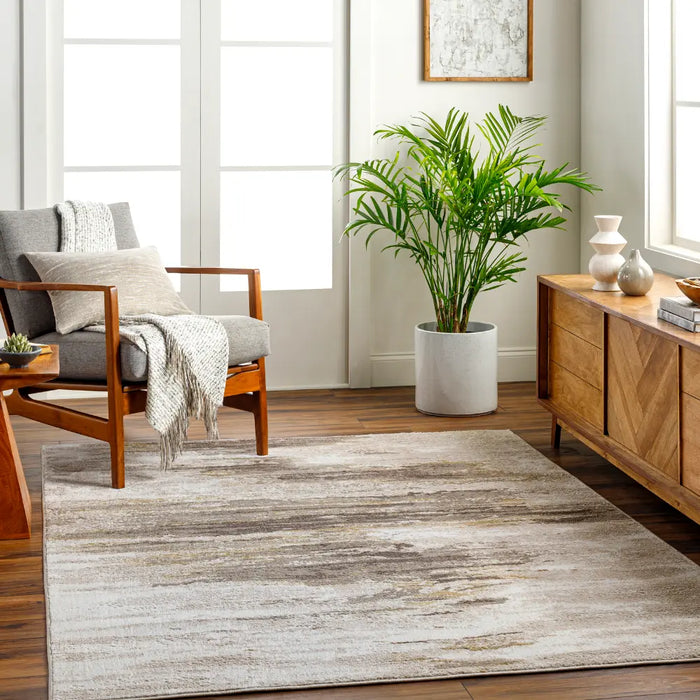 HILA Abstract Modern Marble Dark Brown/Off-White Rug