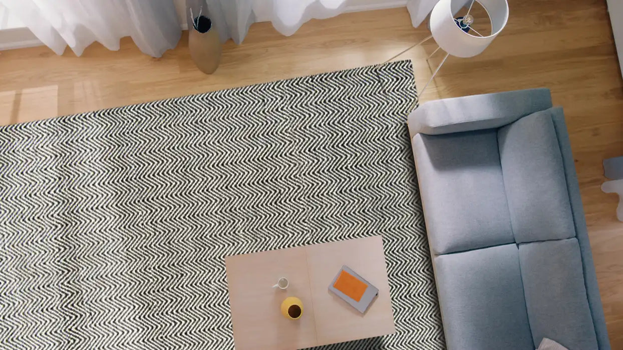 Asiatic ives modern rug black and white Black, Ivory Living Room Striped Rug.