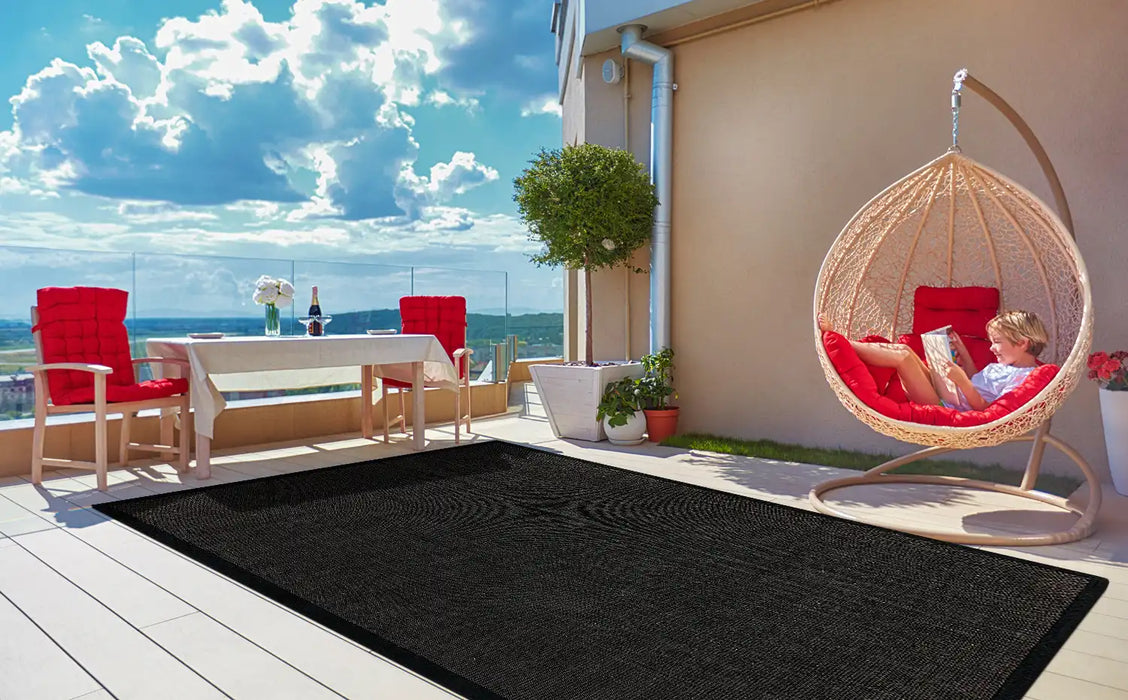 Asiatic sisal black black Black Living Room Natural Fibre Rug.