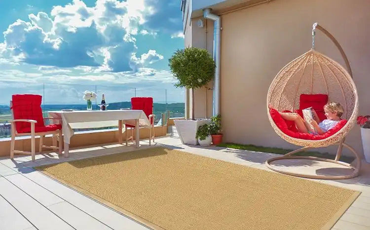 Asiatic sisal linen linen Beige Living Room Natural Fibre Rug.