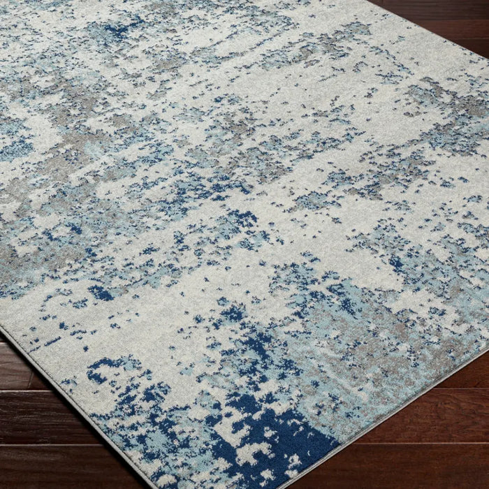 SARAH Abstract Modern Marble Navy/Aqua Rug