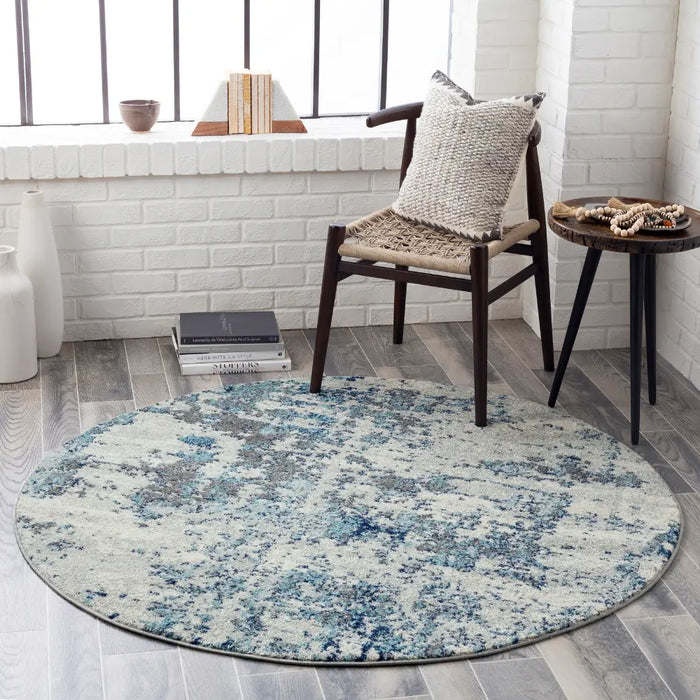 SARAH Abstract Modern Marble Navy/Aqua Rug