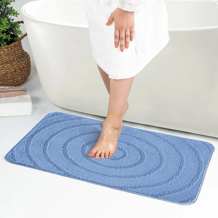 APRIL Piece Machine Washable Non-Slip Blue Bathroom Rug Set Blue