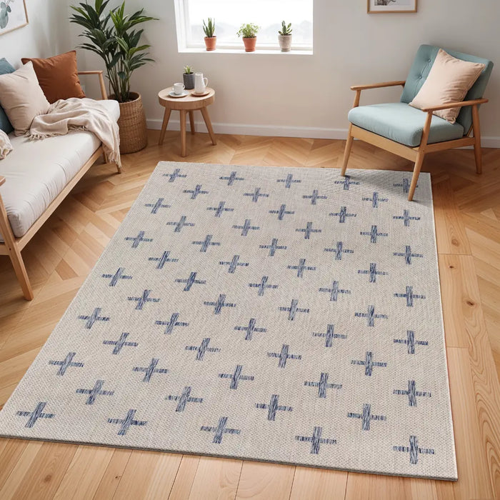 GAVINA In- & Outdoor Global Dark Blue Rug