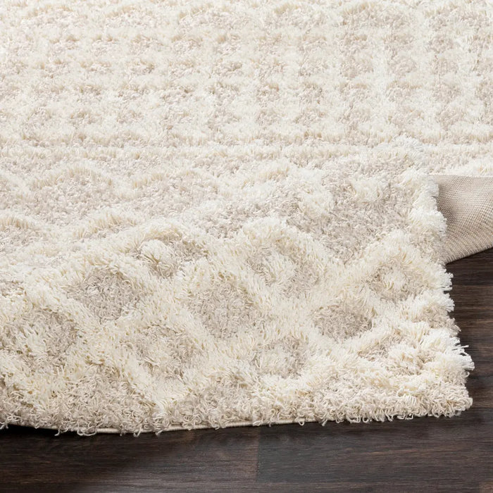 NOUR Shaggy Geometric Plush Pile Cream Beige Rug