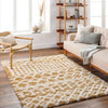 NOUR Shaggy Geometric Plush Pile Camel Rug