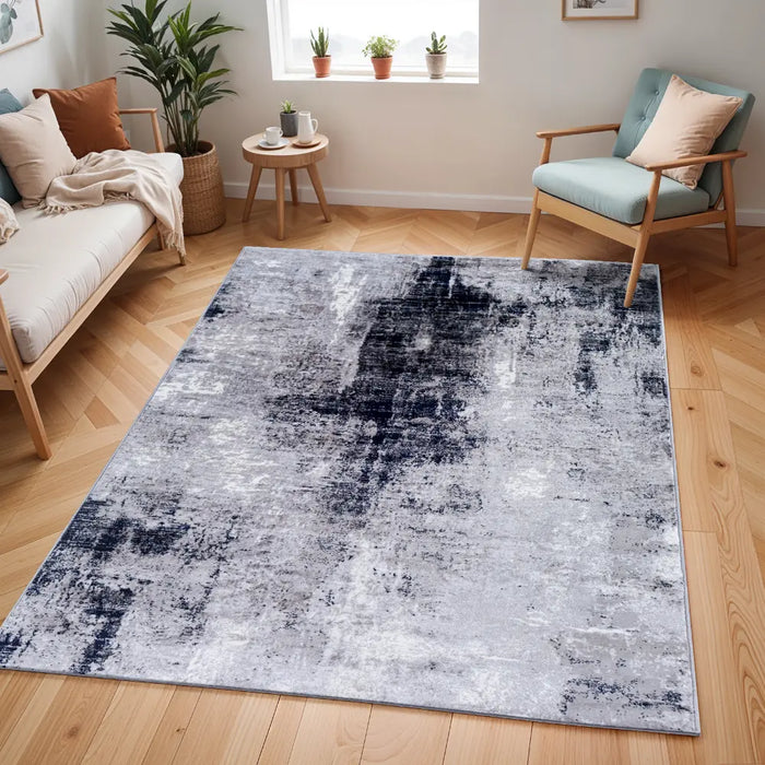 GIULIA Abstract Modern Marble Black Rug