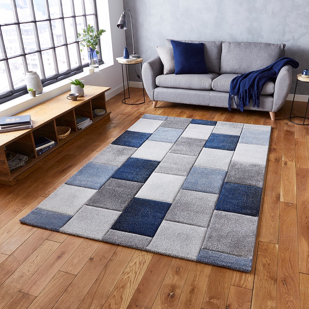 Blue Modern Rugs With Free Uk Delivery, Blue Contemporary Rugs