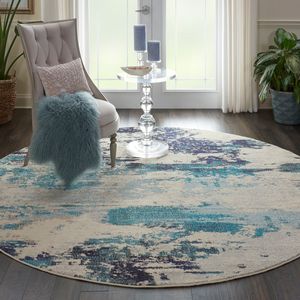 Round Blue Rugs With Free Uk Delivery, Round Rug Blue