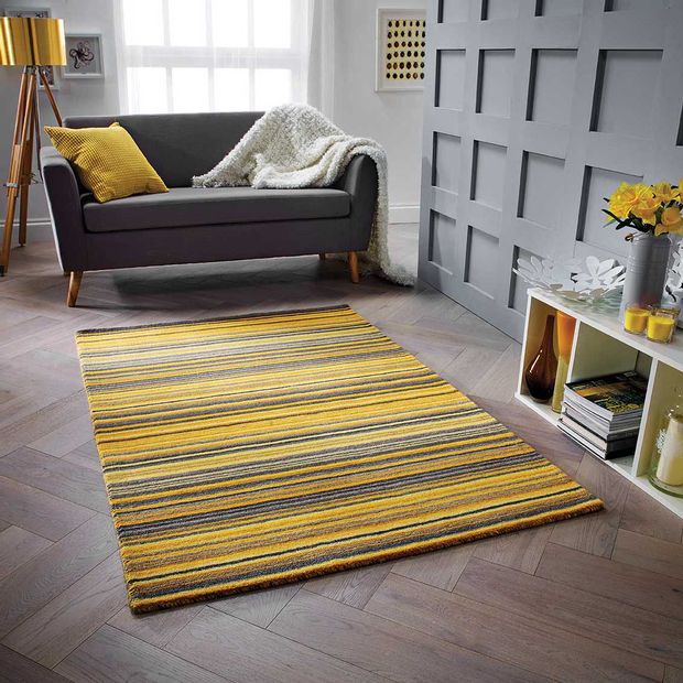 Yellow Rug in a Living Room