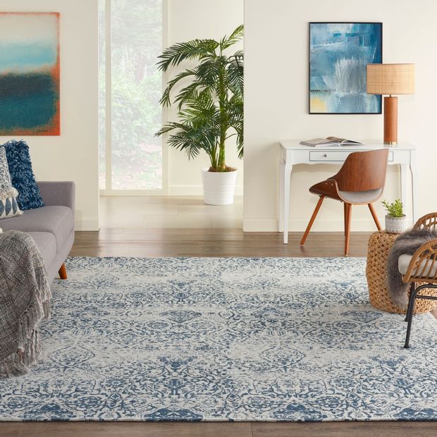 Damask DAS06 Blue Rugs - Buy DAS06 Blue Rugs Online from Rugs Direct