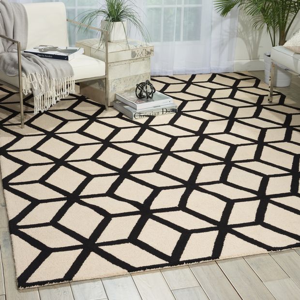 Linear Lin01 Ivory Black Rugs, Ivory And Black Rug
