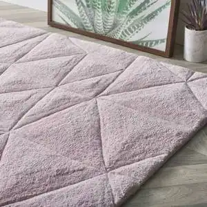 3D Triangles Pink Rug