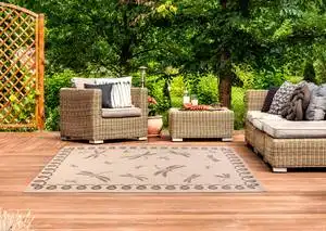 Terrace Outdoor Dragonfly Natural Rug