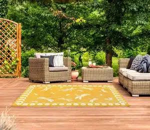Terrace Outdoor Dragonfly Gold Rug