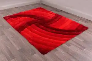 3D Carved Mumbai Red Rug