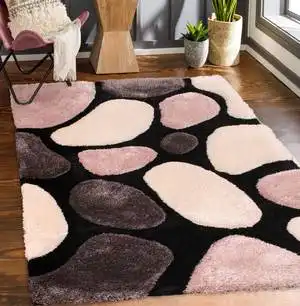 3D Carved Stepping Stones Blush Rug