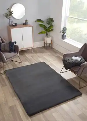 Luxe Faux Fur Charcoal Rug