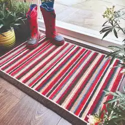 Nylon Indoor Stripe Red Rug