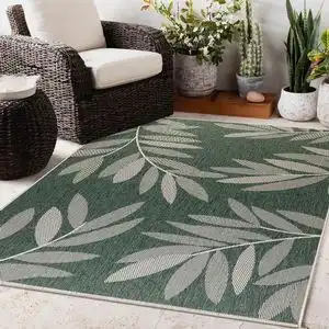 Duo Weave Indoor/Outdoor Trailing Leaves Green Rug