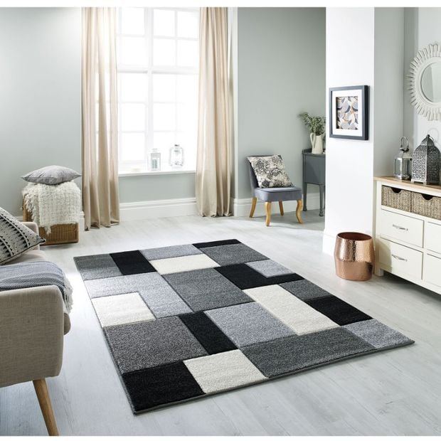 Firmar Salida dentro The 3 Must-Know Design Rules for Placing Rugs on Grey Carpets