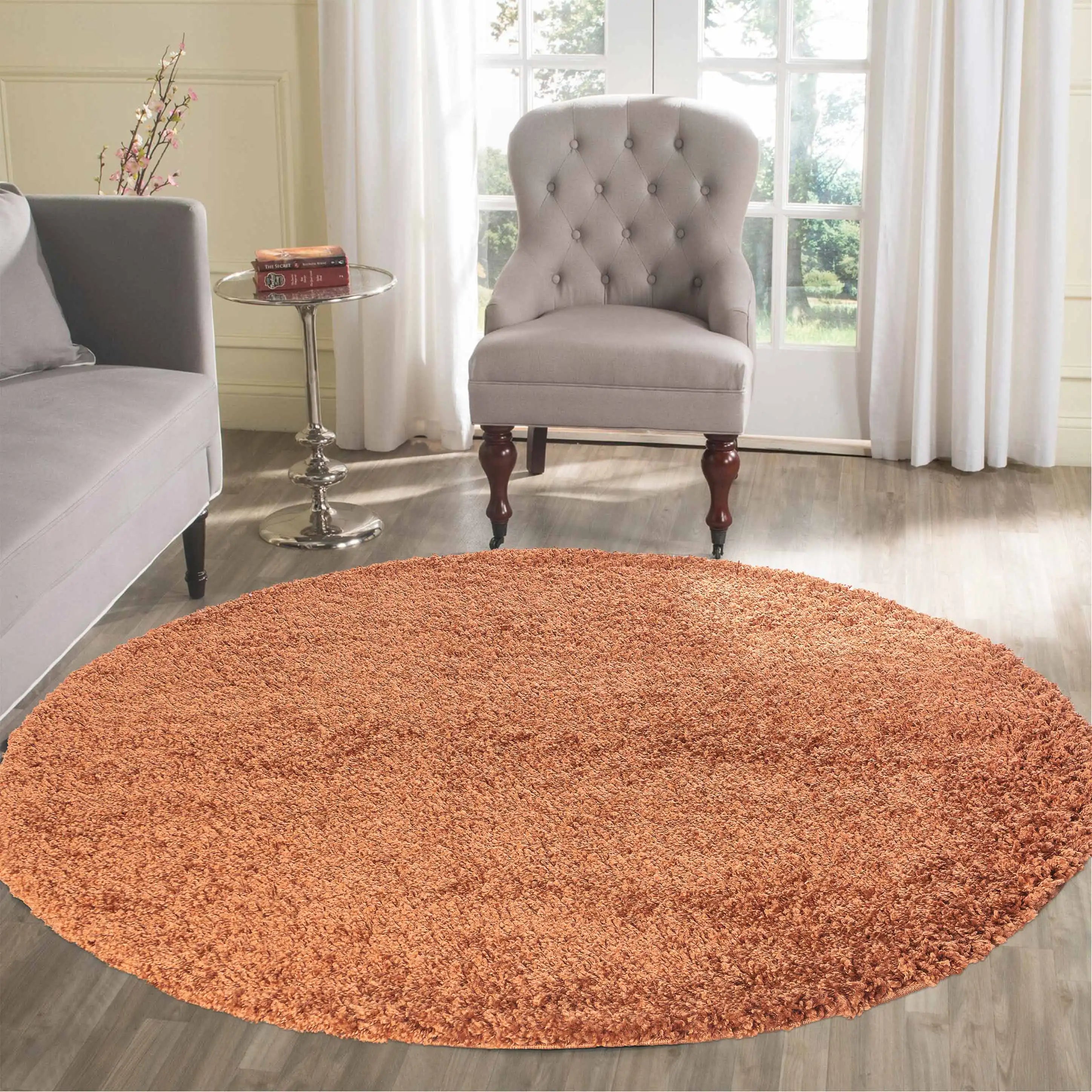 Oxford 912 Terracotta Round Rug By Serdim Rugs