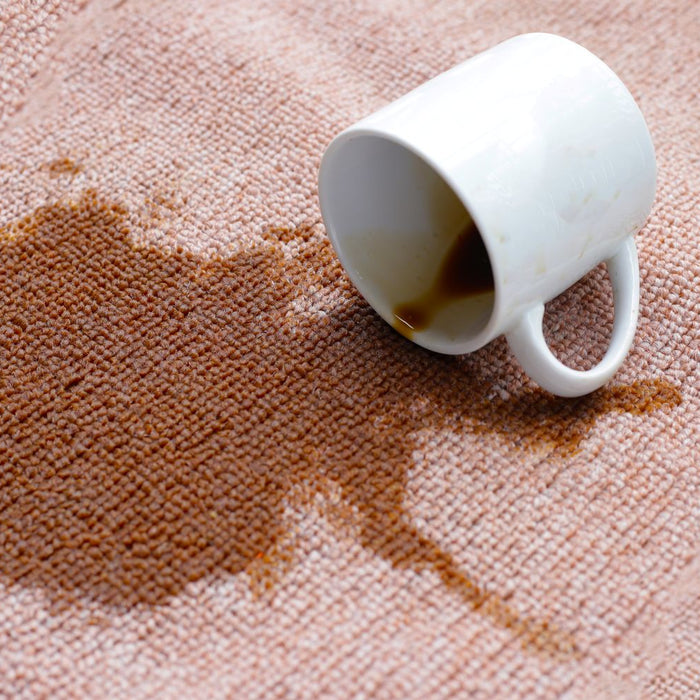 Coffee stain on rug. 