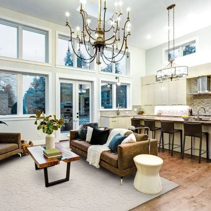 light coloured rug under various furniture