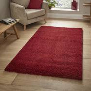 red shaggy rug