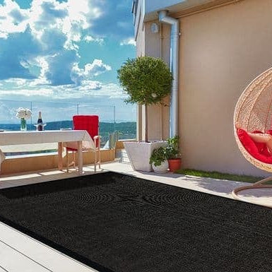 black outdoor patio rug