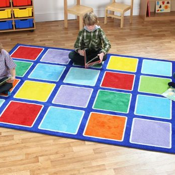 colourful block playroom rug