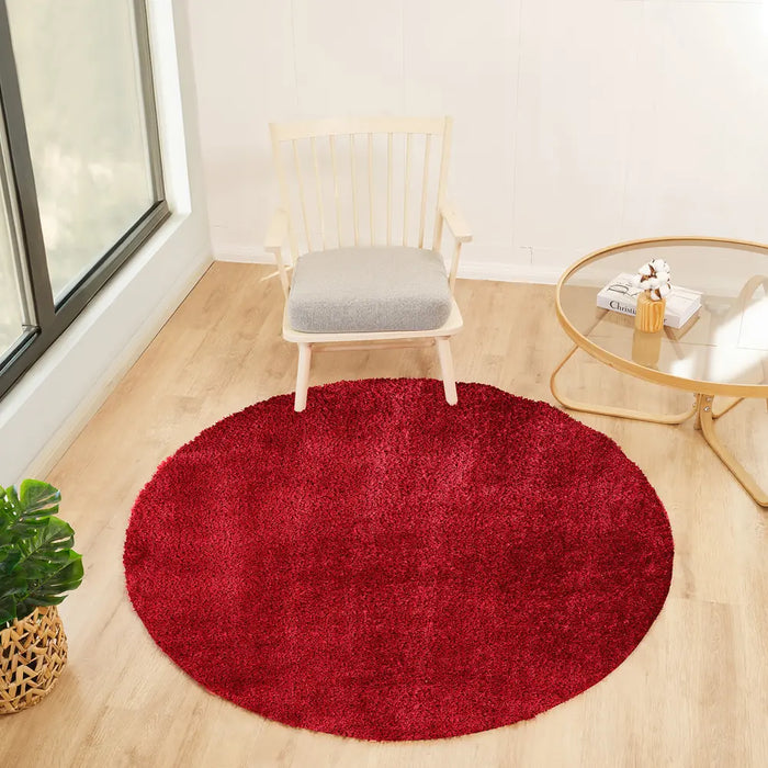 Claire Shaggy Solid Color Plush Pile Cherry CDG2325