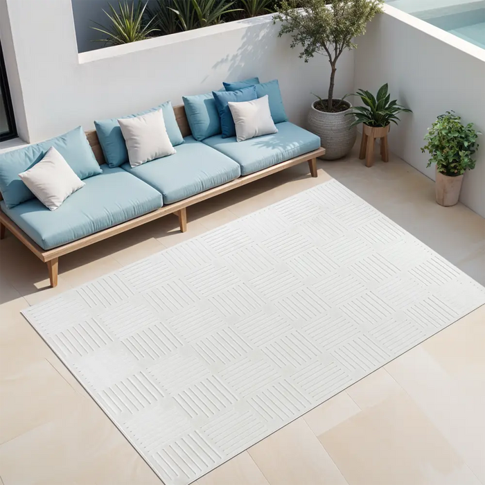 Midori In- & Outdoor 3D High & Low Pile Textured Beige Rug LMM2314