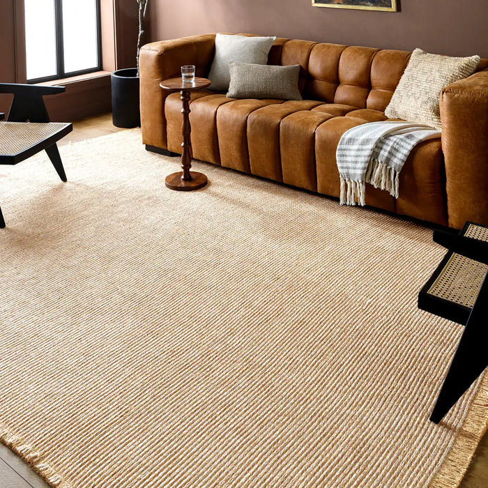 Kimi Becki Owens X Livabliss Solid And Border Taupe Jute Area BOKM2306