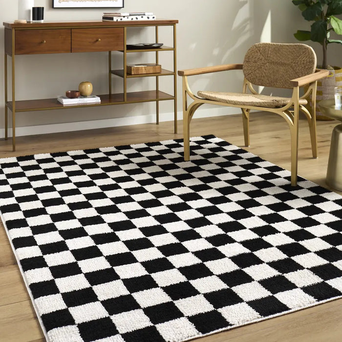 Fossay Shag Washable Modern High Pile Checkered FSG2347 Rug