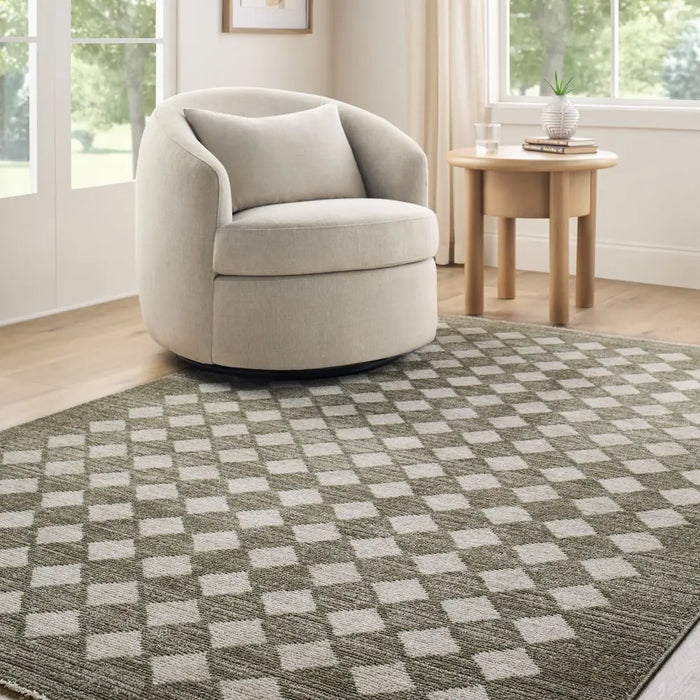 Galey Alix Myrtle Avenue VII Geometric Diamond Pattern Fringe GAMY2306 Rug
