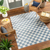 Kush LillianWashable Blue Ivory Checkered Living Dining Rug LLL2337
