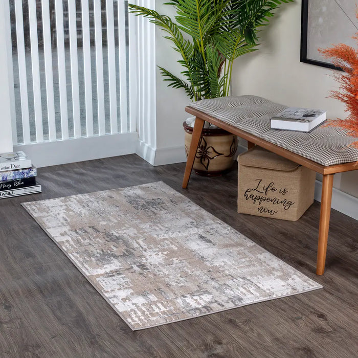 Organa Abstract Modern Marble White/Beige Area Rug LSR2343