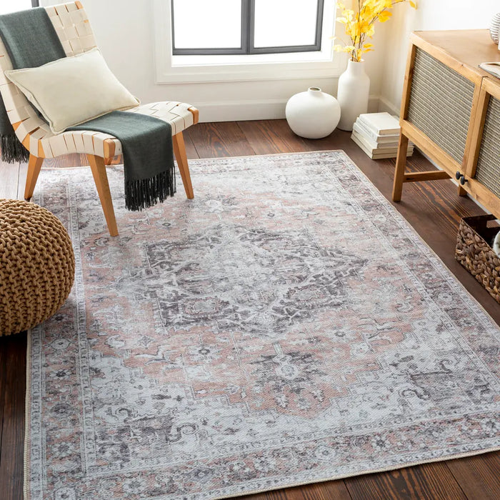 Capucine Machine Washable Modern Boho Grey Area Rug THI2702