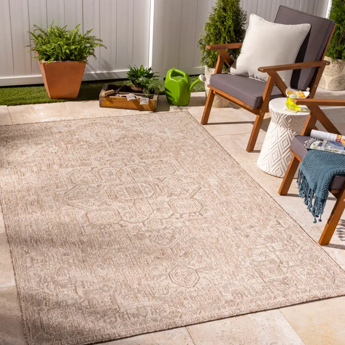Tuareg Vintage Beige Ivory Traditional Boho In & Outdoor JuteLook Rug TRG2392