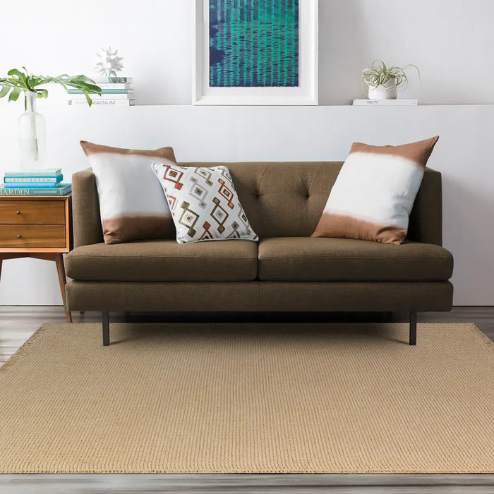 Kimi Becki Owens X Livabliss Solid And Border Camel Jute Area BOKM2301