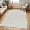 Allie Shaggy Geometric Plush Pile Beige Rug CDG2319