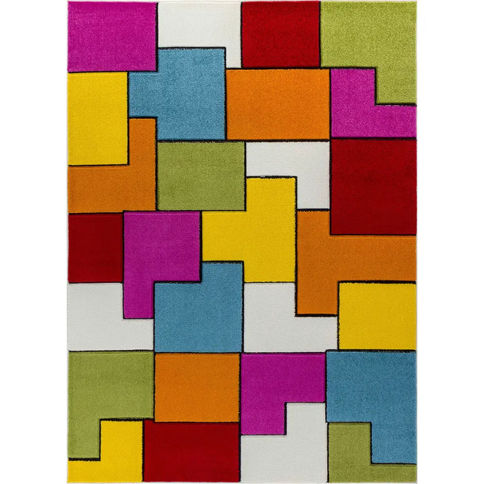 Limburg Geometric Pink Blue Green Red Graphic Living Dining Bedroom Rug LBU2314