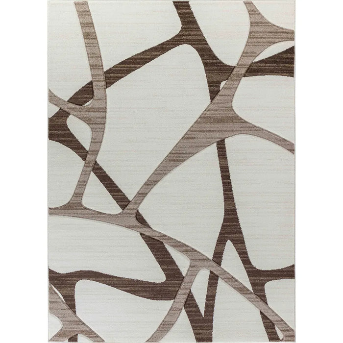 Limburg Modern Brown Beige White Graphic Living Dining Bedroom Rug LBU2325