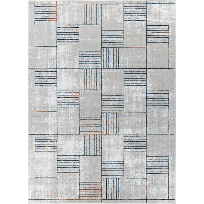 Nocibe Modern Grey Blue White Living Dining Bedroom Rug NOC2322
