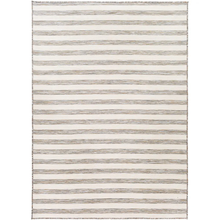 Pasadena Cottage Brown Grey Ivory Striped In & Outdoor Rug PSA2381